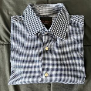 Ben Sherman Blue Plaid Dress Shirt Size 15.5